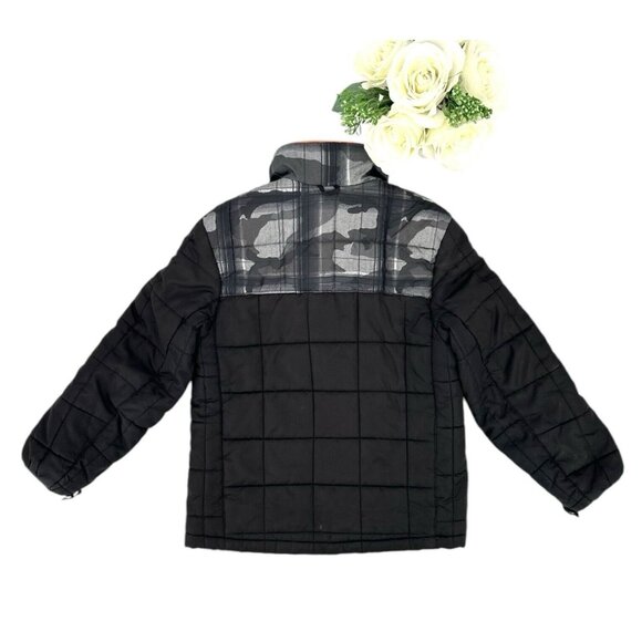 Gerry Boys Lightweight Puffer Jacket Size Small 7-8 Black Gray Camo Pockets - Picture 3 of 10